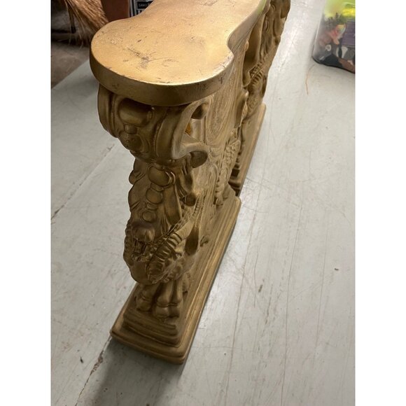 Vtg Mid 20th Century Plaster Gold Leaf Flying Gryphon Ornate Pedestals For Table - Picture 8 of 9